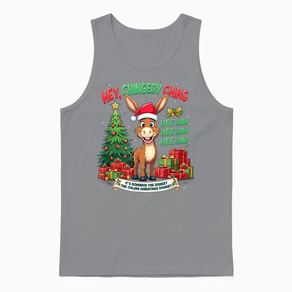 Christmas Cheer Mi Burrito Sabanero Mexican Dominick Donkey Unisex Tank Top in Sport Grey