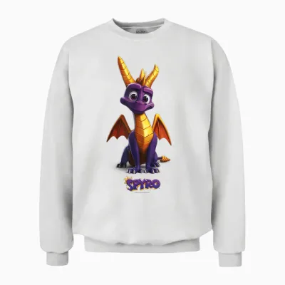 Spyro Adorable Purple Dragon Retro Video Game Icon T-Shirt, Black Unisex Sweatshirt - White