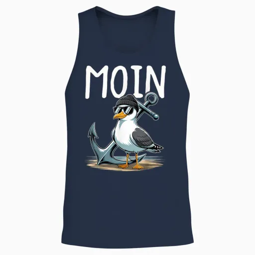 Seagulls Gift - Coast Motif with Anchor - North German Moin Unisex Tank Top - Navy