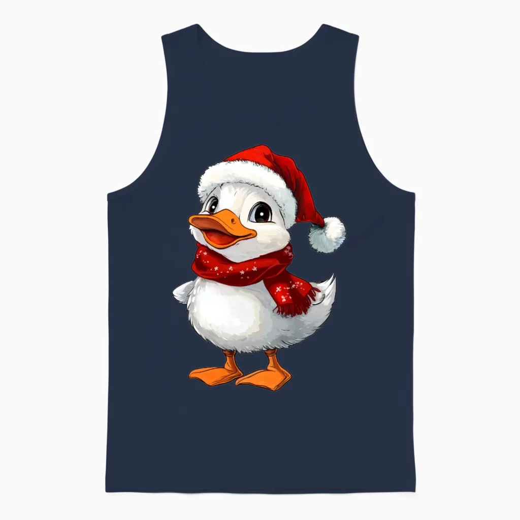 Christmas Duck Unisex Tank Top in Navy