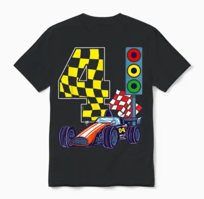 4. Geburtstag Junge Rennauto Ampel Racer 4 Jahre Alt Unisex T-Shirt - Black