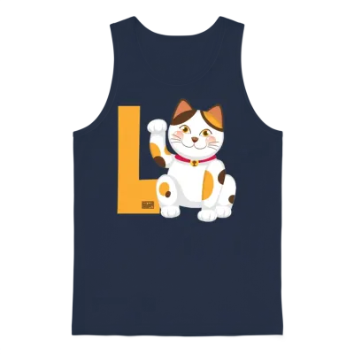 Funny Laugh Lmao Manekineko Chinese Lucky Cat Puns Unisex Tank Top - Navy