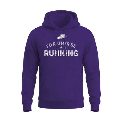 Running Design Id Rather Be Running White Cross Country Fitness Funny Gift Unisex Hoodie - Purple