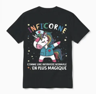 Funny Nurse Unicorn Gift for Nurse T-Shirt, Black, Female X-Small Unisex T-Shirt - Black