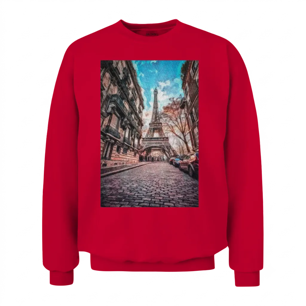 Vintage Eiffel Tower -Paris Painting France Lover Unisex Sweatshirt - Red