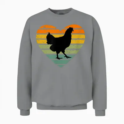 Ich Liebe Hühner Retro Herz Hühnerfan Bauernhof Henne Huhn Unisex Sweatshirt - Sport Grey