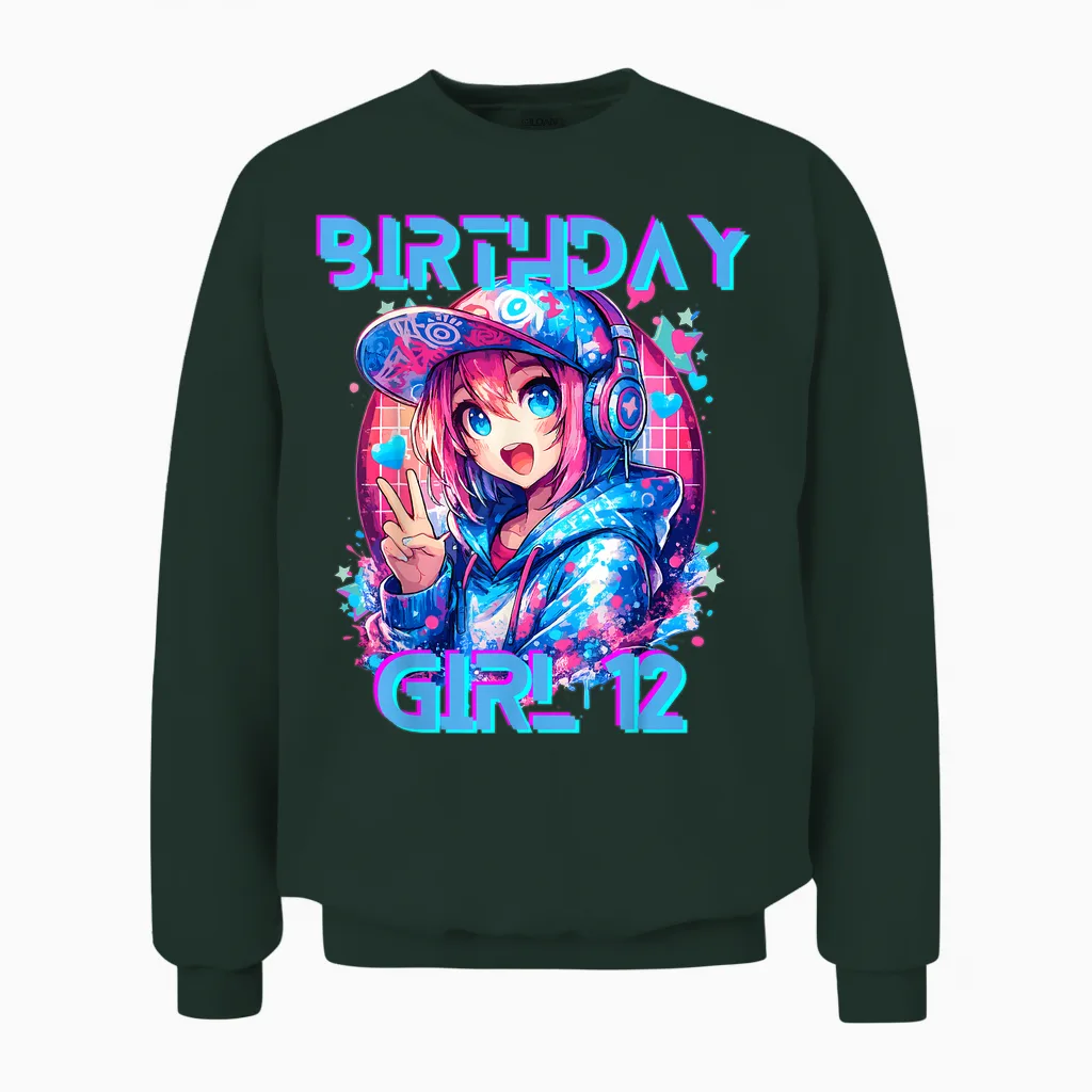 I'm the K Pop Birthday Girl K-Pop Fête D'anniversaire 12 Ans Unisex Sweatshirt in Forest