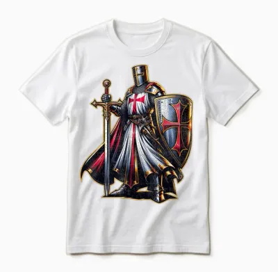 A Warrior of Christ Knights Templar Cross Aged Man T-Shirt, Black, S Unisex T-Shirt - White