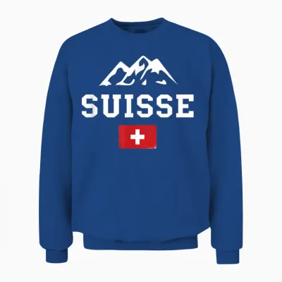 Swiss Flag Switzerland Mountains Pride Switzerland Roots Proud T-Shirt, Black Unisex Sweatshirt - Royal