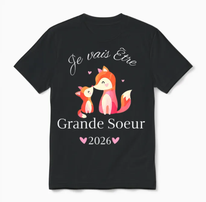 Child Future Big Sister 2026 I Will Be Big Sister 2026 Unisex T-Shirt in Black
