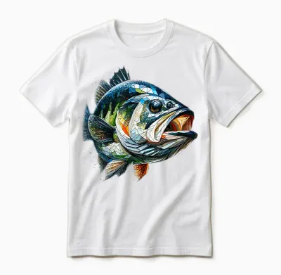 Polygon Art Perche Poisson Pêche Pêcheur Pêcheur Unisex T-Shirt - White