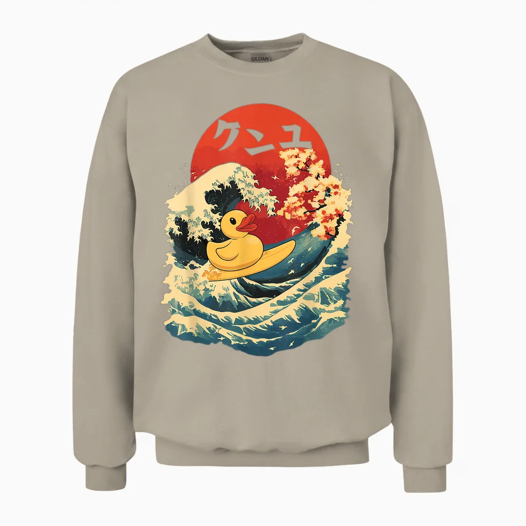 Rubber Duck Surf Japanese Rubber Duck Unisex Sweatshirt in Sand