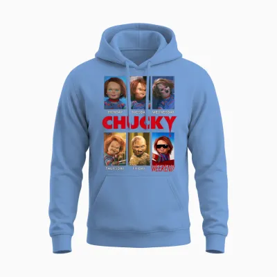 Chucky Days of the Week Moods Unisex Hoodie - Carolina Blue
