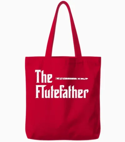 The Flutefather Flute Dad Music Marching Band Tote Bags - Red
