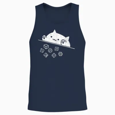 Niedliche Katze Gamer Rpg Spiel Regenbogen Würfel Nerdy Männer Frauen Kinder Unisex Tank Top - Navy