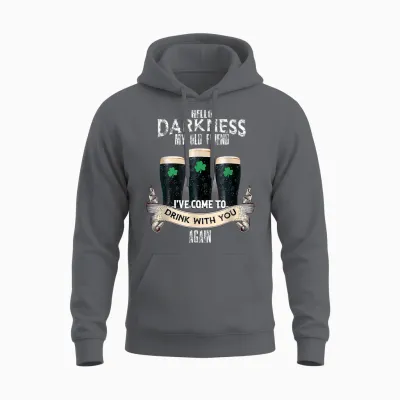 Hello Darkness My Old Friend Happy St Patrick's Day Shamrock Unisex Hoodie - Charcoal
