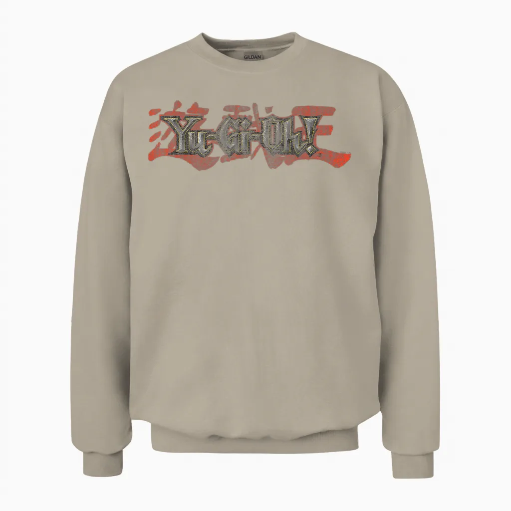 Yu-Gi-Oh! Duel Monsters Retro Distressed Show Logo Anime Unisex Sweatshirt in Sand