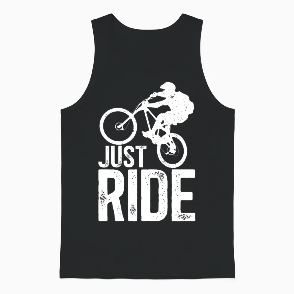 Mountain Biking Just Ride Distressed Unisex Tank Top in Black