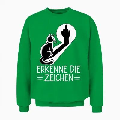 Know the Signs Funny Cat Shadow Waving Cat T-Shirt, Black Unisex Sweatshirt - Irish Green