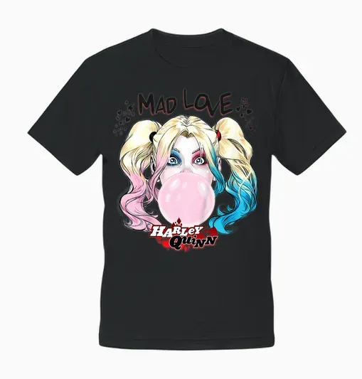 Kids Batman Harley Quinn Bubblegum Mad Love T-Shirt, White, 2 Unisex T-Shirt - Black
