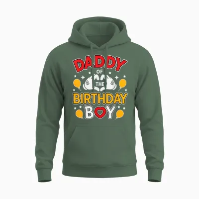 Daddy of the Birthday Boy Shirt Matching Dad Son Family Bday Unisex Hoodie - Military Green