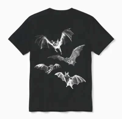 Grunge 90er Jahre Fliegende Fledermäuse Retro Grafik Neuheit Unisex T-Shirt - Black