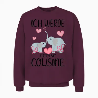 Kinder Bald Große Cousine 2026 Elefanten - Ich Werde Große Cousine Unisex Sweatshirt - Maroon