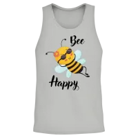 Funny Bee Happy Unisex Tank Top - Ash – 2