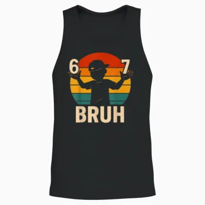 67 Bruh Retro Boy 6 7 Meme Kids Kindergarten Teen Funny 6-7 Unisex Tank Top - Black