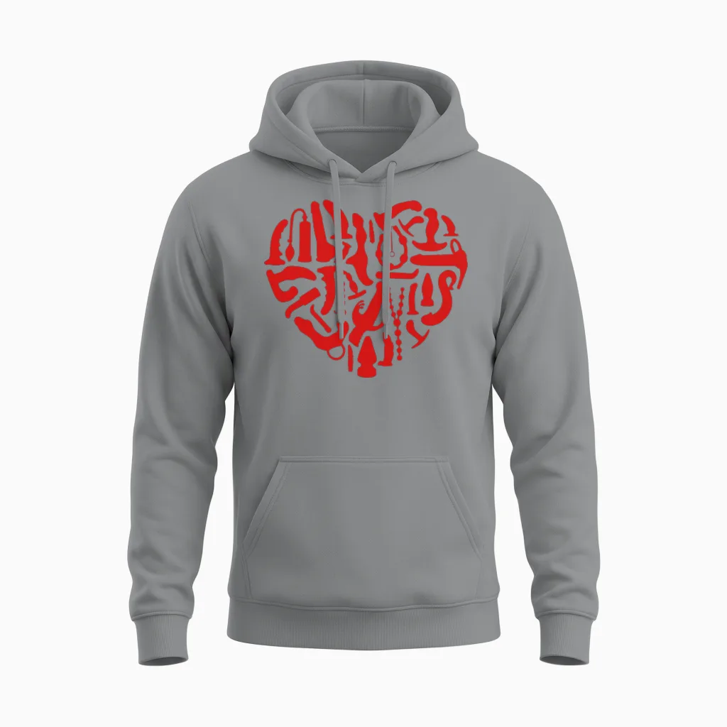 Kinky Sex Tools Heart Unisex Hoodie in Sport Grey