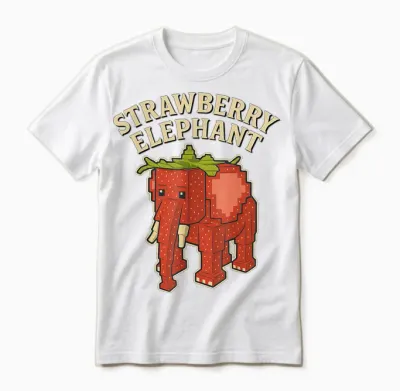 Strawberry Elephant Funny Italian Brain Red Kids Gaming Meme Unisex T-Shirt - White