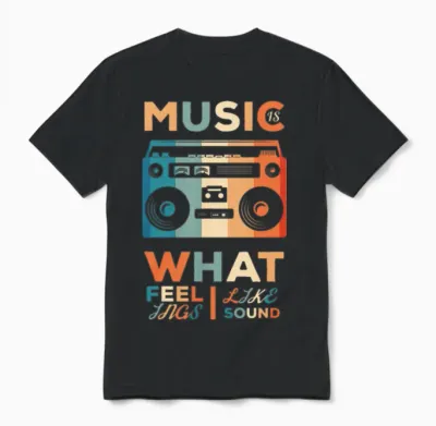 Music Is What Feelings Sound Like. Unisex T-Shirt - Black