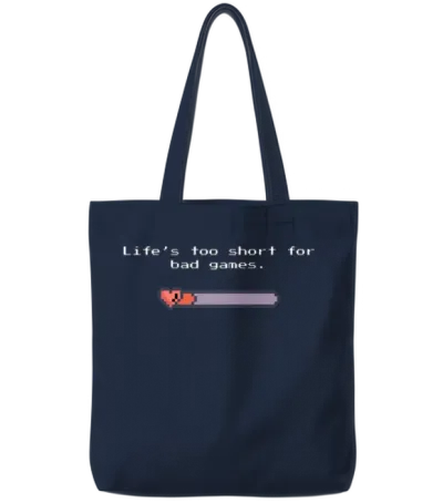Life’s Too Short for Bad Games – Pixel Art Style Tote Bags - Navy