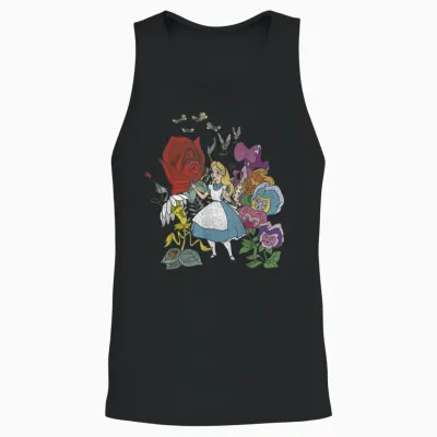 Disney Alice in Wonderland Alice in the Flowers Vintage Unisex Tank Top - Black