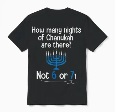 Hanukkah 67 Six Seven Meme Dreidel Jewish Menorah Chanukah Unisex T-Shirt - Black