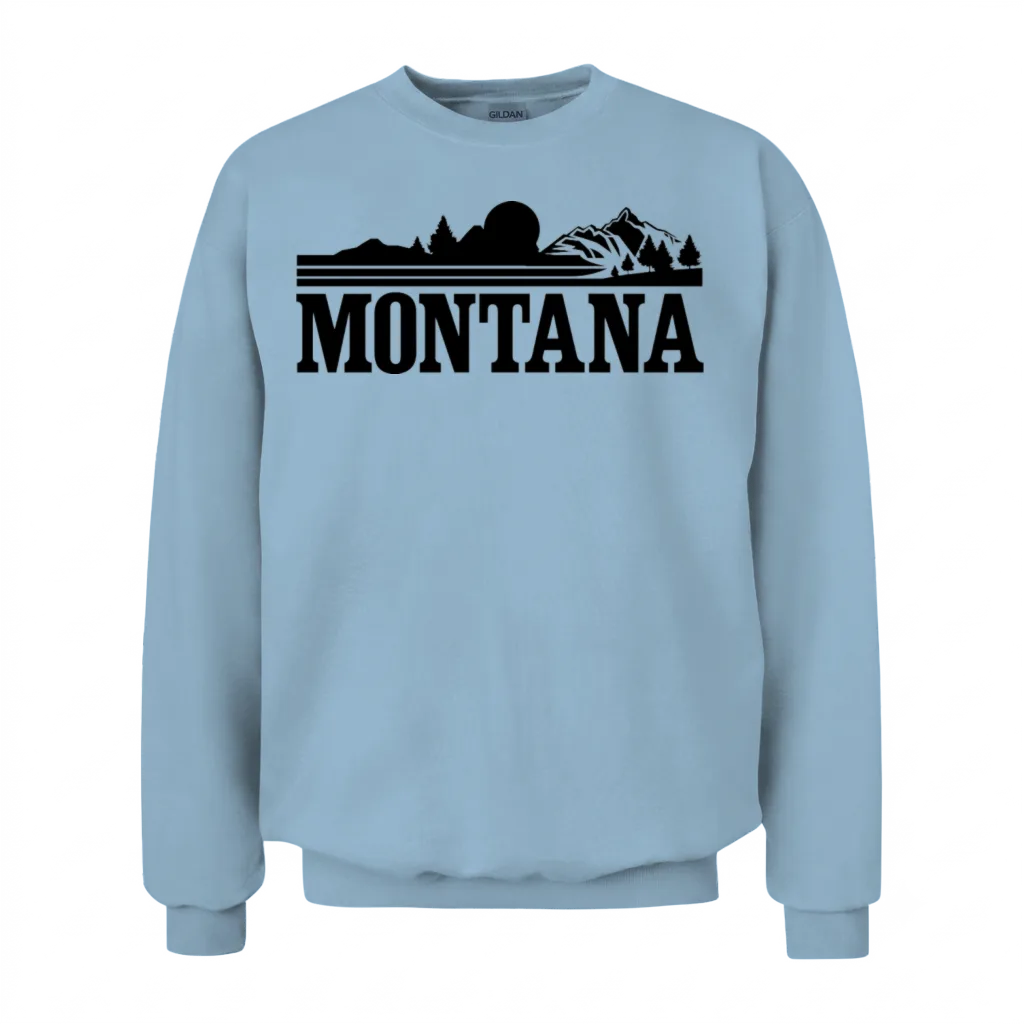 Montana Mountains Hiking & Outdoors Unisex Sweatshirt - Light Blue
