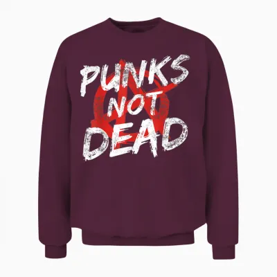 Punk Rock Pogo Anarchy Outfit for Punks + Punk Rocker Punk T-Shirt, Black Unisex Sweatshirt - Maroon