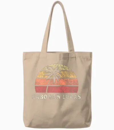 Cabo San Lucas 70s Throwback Tote Bags - Natural
