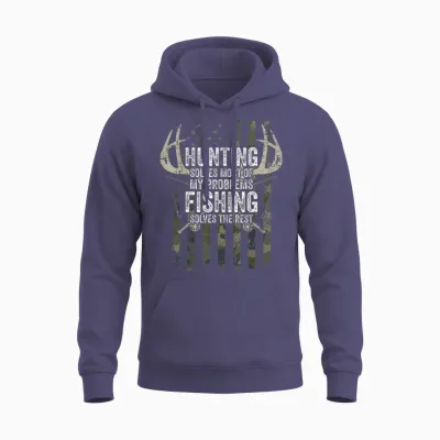 Hunting Solves Most of My Problems Fishing the Rest - Funny Unisex Hoodie - Heather Sport Dark Navy