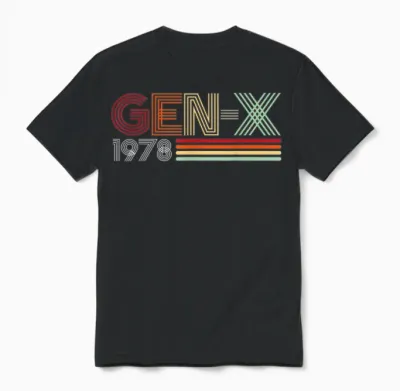 Gen X 1978 Retro-Generation Xer Im Vintage-Textstil Unisex T-Shirt - Black