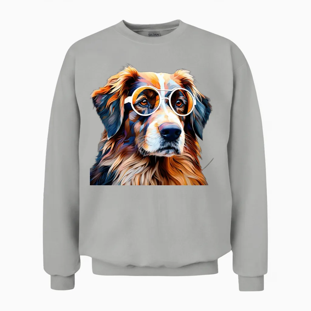 Dog with Eyeglasses - Lovers Unisex Sweatshirt in Ash