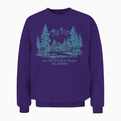 Come to My Cottage This Summer Vintage-Grafik Herren Unisex Sweatshirt - Purple