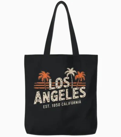 Los Angeles Est. 1850 California Tote Bags - Black