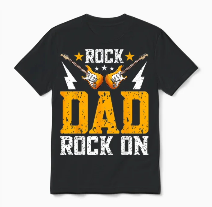 Rock Dad Rock on - Funny Rock Guitar Musician Dad Unisex T-Shirt in Black