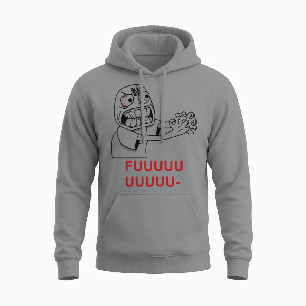 Rage Guy Angry Fuu Fuuu Fuuuu Rage Face Meme Tees Unisex Hoodie in Sport Grey