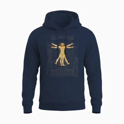 Der Vitruvianische Mann (uomo Vitruviano) Von Leonardo Da Vinci Unisex Hoodie in Navy