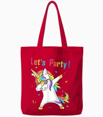 Unicorn Party Outfit Women Men Boys Girls Unicorn T-Shirt, Black Tote Bags - Red