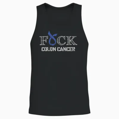 F+ck- Colon Cancer Awareness Ribbon Unisex Tank Top - Black