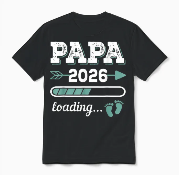 Papa 2026 Loading Zukünftiger Papa Werdender Vater 2026 Unisex T-Shirt in Black