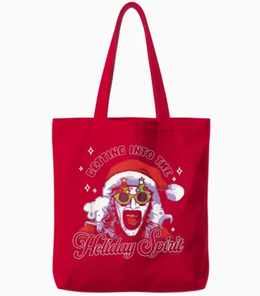 Terrifier Holiday Spirit Santa Illustration Horror Movie Tote Bags - Red